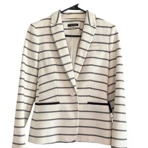 VTG Tommy Hilfiger Womens‎ Navy Striped Blazer Size 10 Elbow Patches